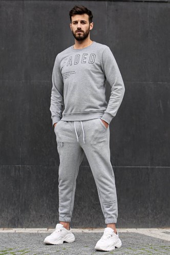 Madmext Gri Baskılı Erkek Eşofman Takımı 4679