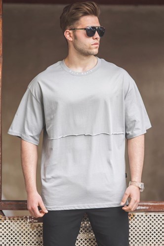 Madmext Men Printed Oversize Gray T-shirt 5250