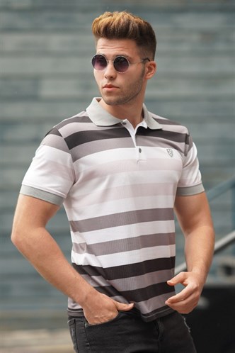 Madmext Men Gray Polo T-shirt 5279
