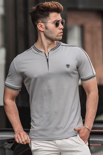Madmext Gri Polo Yaka Erkek Tişört 9281