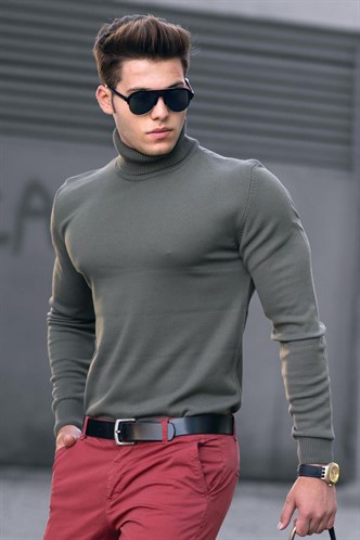 Madmext Khaki Jumper with Roll Neck  4656