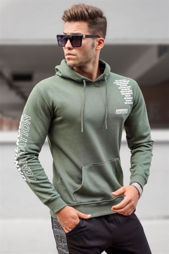 Madmext Haki Baskılı Erkek Sweatshirt 5313