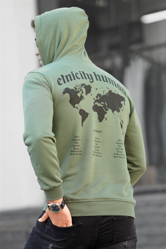 Madmext Haki Baskılı Erkek Sweatshirt 5297