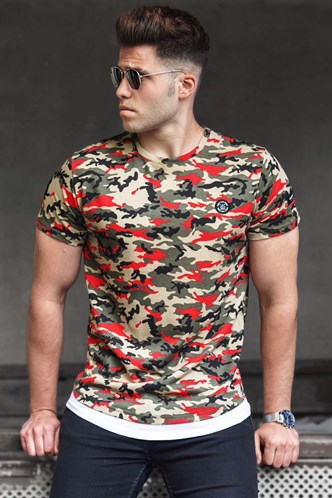 Madmext Men Camouflage Red T-shirt 4480