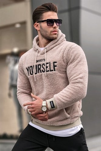 Madmext Kapşonlu Peluş Sweatshirt Camel 4390