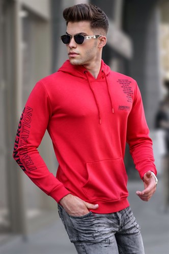 Madmext Kırmızı Baskılı Erkek Sweatshirt 5313