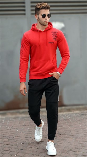 Madmext Kırmızı Baskılı Erkek Sweatshirt 5313