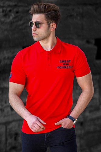 Madmext Men Red Polo T-shirt 5247