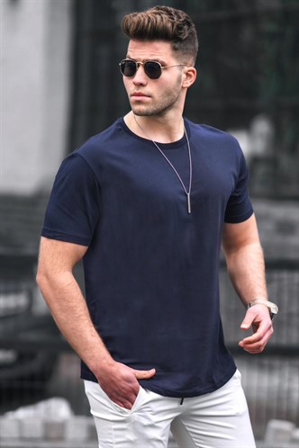 Madmext Men Navy Blue T-shirt 4951