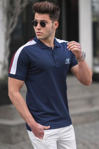 Madmext Men Navy Blue Polo T-shirt 5215