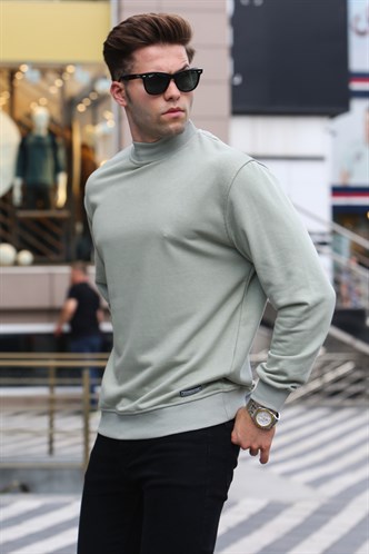 Madmext Mint Yeşili Balıkçı Yaka Sweatshırt 5301