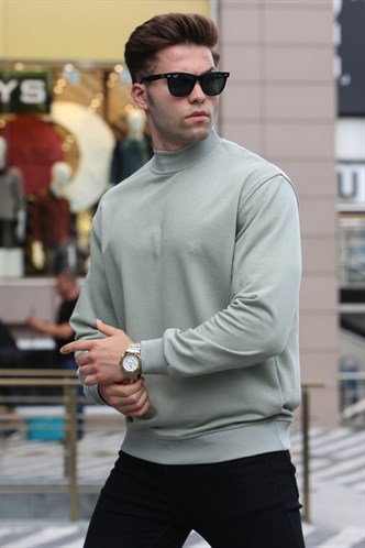 Madmext Mint Yeşili Balıkçı Yaka Sweatshırt 5301