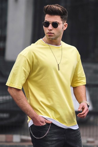 Madmext Yellow Oversize T-shirt for Men 4978