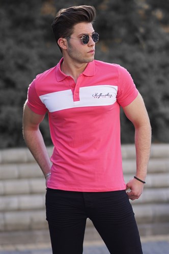 Madmext Pembe Polo Yaka Erkek Tişört 4584
