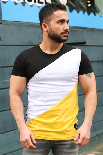 Madmext Renk Bloklu Siyah Tişört 3018
