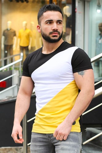 Madmext Renk Bloklu Siyah Tişört 3018