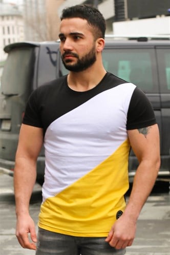 Madmext Renk Bloklu Siyah Tişört 3018