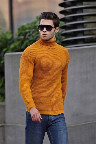 Madmext Yellow Turtleneck Jumper 4368