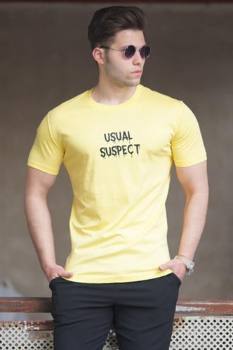 Madmext Sarı Erkek Baskılı Tişört 5275