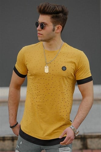 Madmext Yellow Rapped T-shirt for Men 4489