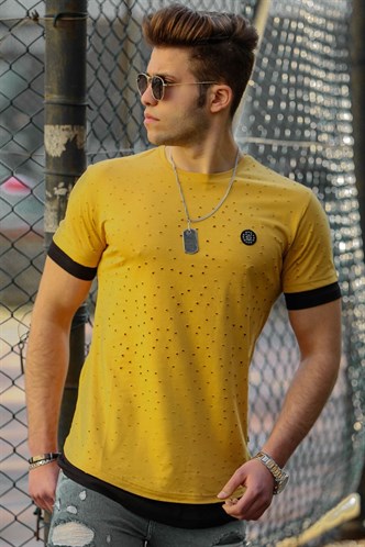 Madmext Yellow Rapped T-shirt for Men 4489