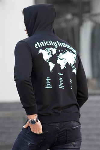 Madmext Siyah  Baskılı Erkek Sweatshirt 5297