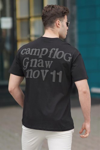 Madmext Siyah Erkek Baskılı Tişört 5263