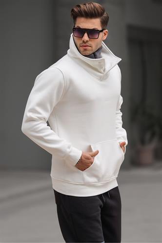 Madmext White Button Up Sweatshirt 4411