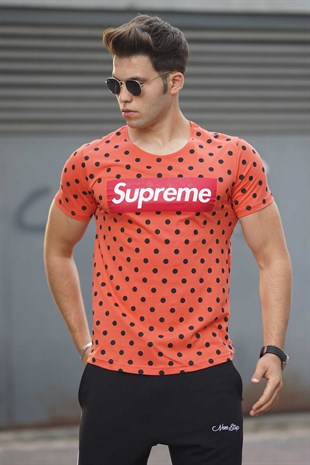 Madmext Turuncu Benekli Erkek Tişört 2640