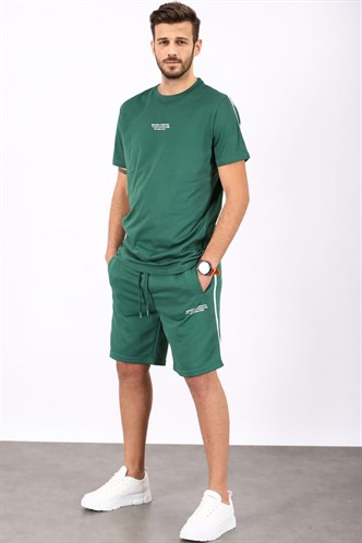Madmext Yeşil Oversize Erkek Şort Takımı 5376