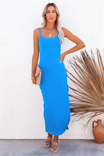Mavi Askılı Uzun Elbise MG1728