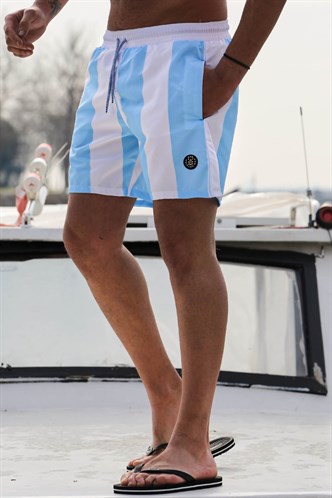 Mavi Çizgili Erkek Deniz Şortu 6360