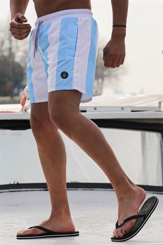 Mavi Çizgili Erkek Deniz Şortu 6360