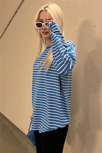 Mavi Çizgili  Sweatshirt MG980
