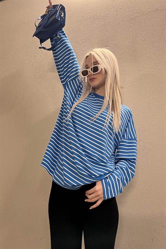 Mavi Çizgili  Sweatshirt MG980