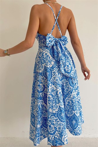 Blue Designed Sheath Dress MG1537