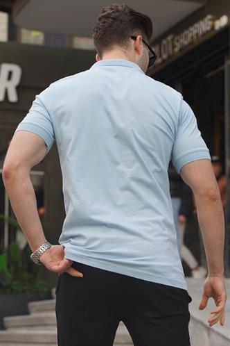 Mavi Desenli Polo Yaka Erkek Tişört 6106