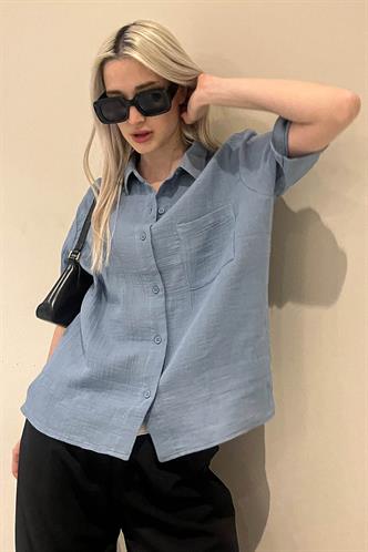 Mavi Muslin Kumaş Basic Kadın Gömlek MG1784