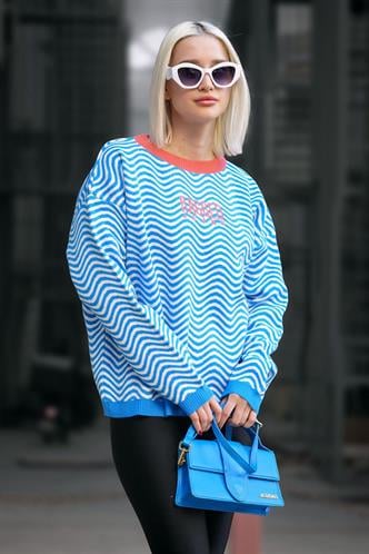 Mavi Oversize Kadın Kazak MG1251