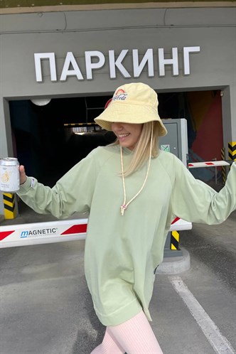 Mint Yeşili Basic Bisiklet Yaka Kadın Sweatshirt MG1676