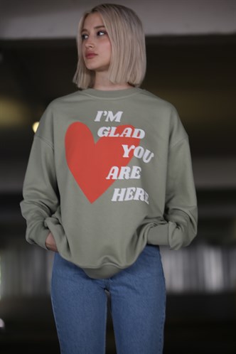 Mint Yeşili Baskılı Sweatshirt MG1224