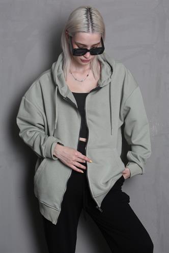 Mint Yeşili Kapüşonlu Basic Sweatshirt MG1900