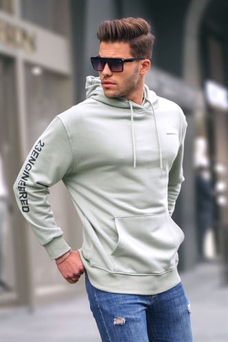 Mint Yeşili Kapüşonlu Erkek Sweatshirt 6038