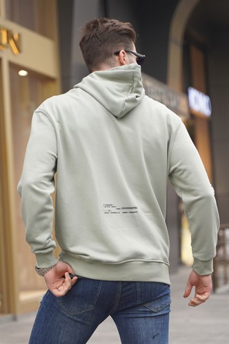 Mint Yeşili Kapüşonlu Erkek Sweatshirt 6038