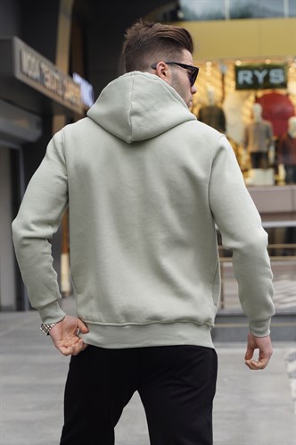 Mint Yeşili Kapüşonlu Regular Fit Erkek Sweatshirt 6033