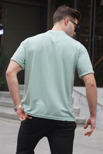 Mint Yeşili Likralı Basic Erkek Tişört 6060