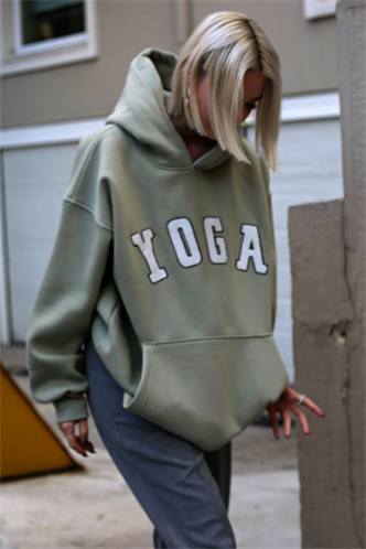 Mint Green Embroided Oversize Hoodie Sweatshirt MG1580