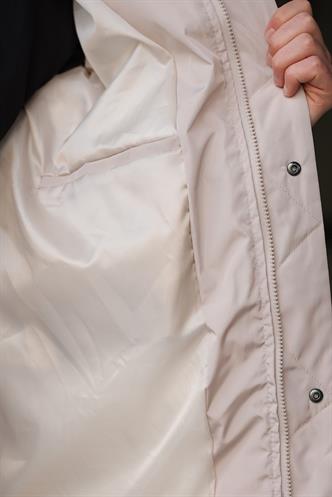 Bej Fermuarlı Çıt Kapamalı Şişme Erkek Mont E7436