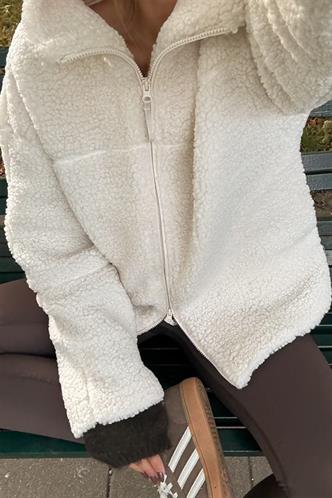 Bej Çift Fermuarlı Kadın Peluş Mont MG2556