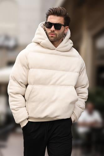 Bej Kapüşonlu Erkek Şişme Mont 7235